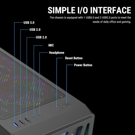 Ant Esports Elite 1100 Mid-Tower Computer Case/Gaming Cabinet - Black - Image 4