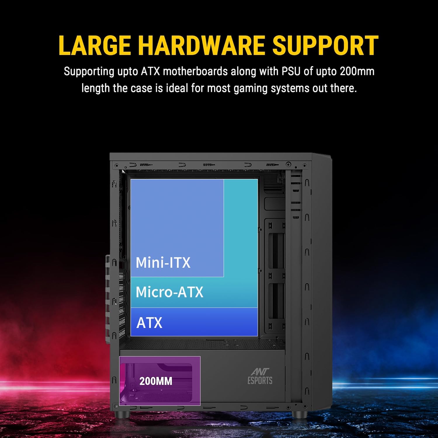 Ant Esports Elite 1100 Mid-Tower Computer Case/Gaming Cabinet - Black - Image 5