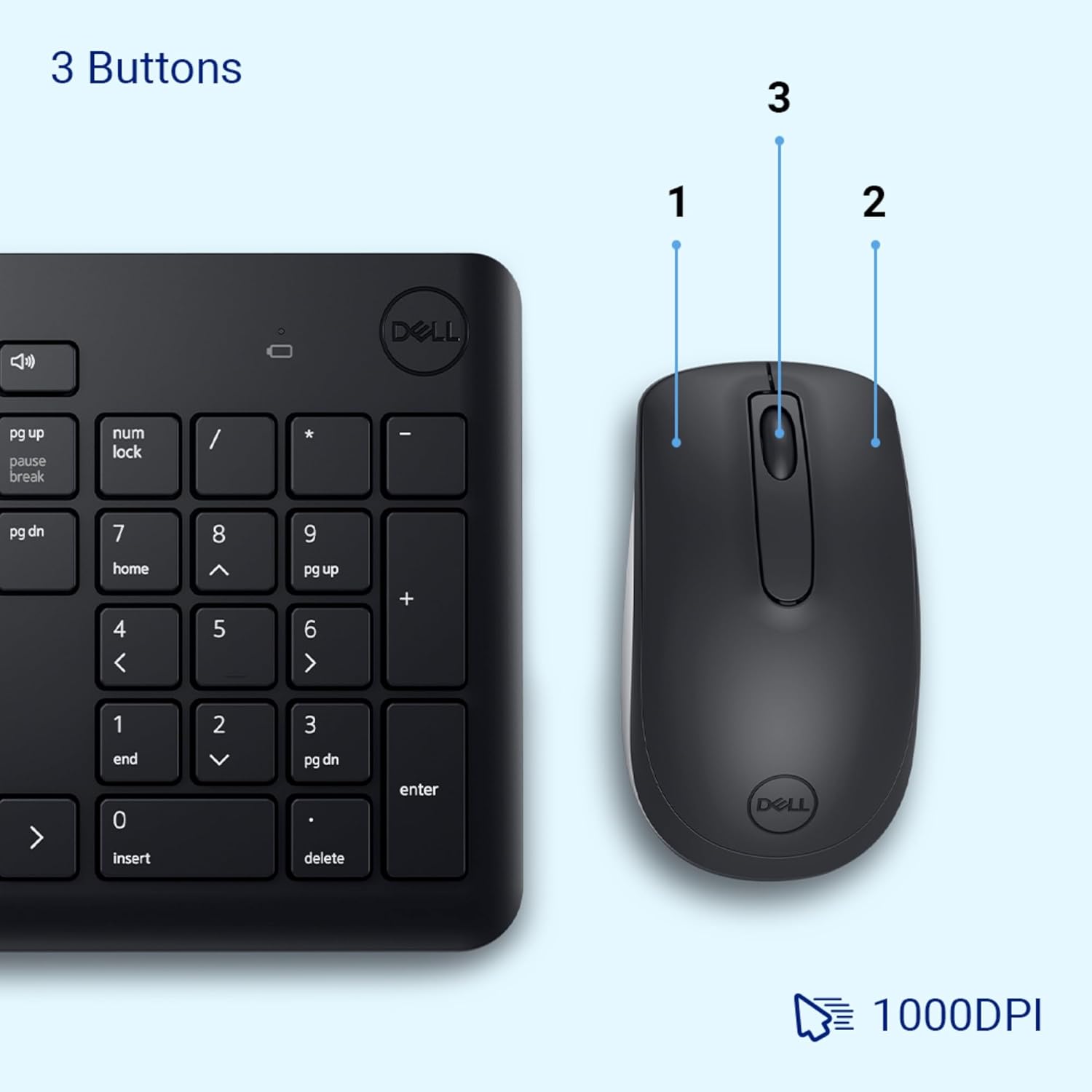 Dell KM3322W Wireless USB Keyboard and Mouse Combo - Image 4