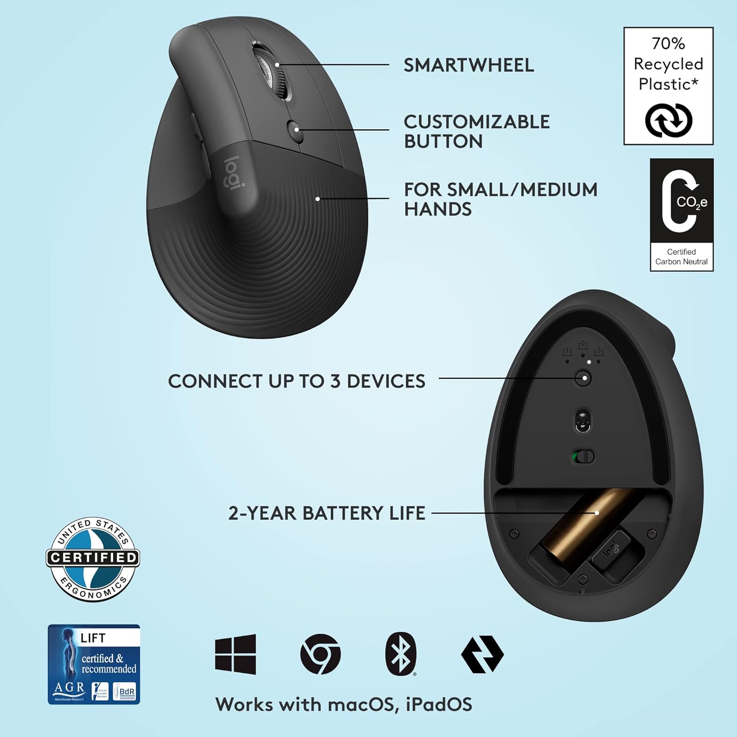 Logitech Lift Vertical Ergonomic Mouse - Image 6