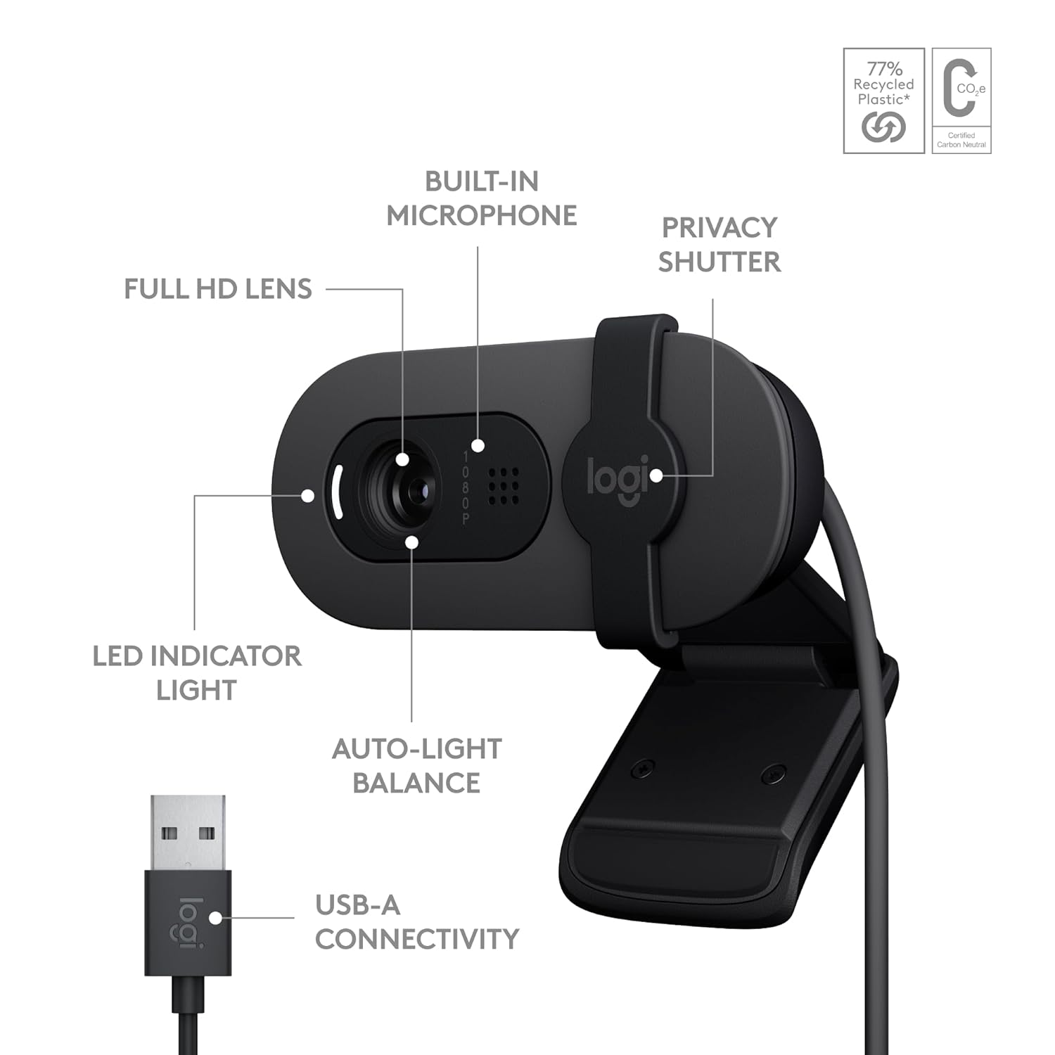 Logitech Brio 100 Full HD Webcam for Meetings and Streaming - Image 6