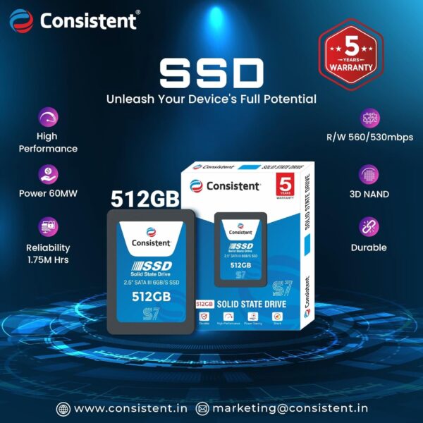 Consistent SSD 512GB 2.5 Inch SATA Internal SSD - Image 6