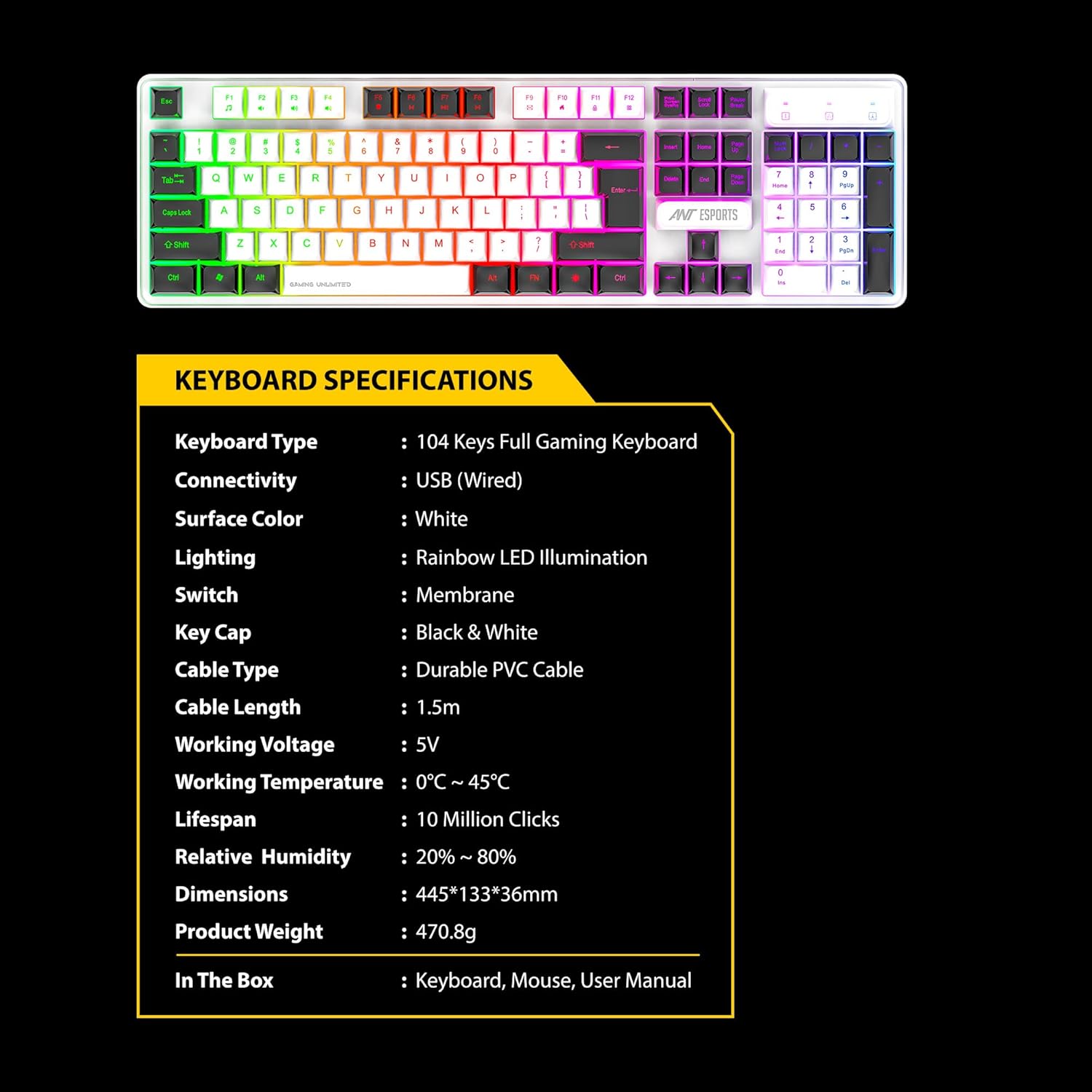 Ant Esports KM1610 LED Keyboard and Mouse Combo - Image 6