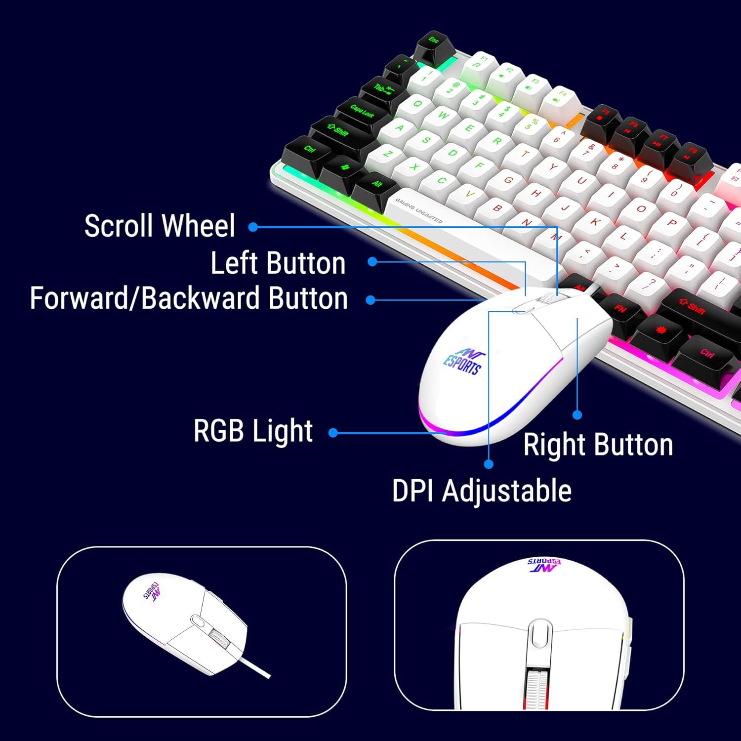 Ant Esports KM1610 LED Keyboard and Mouse Combo - Image 8